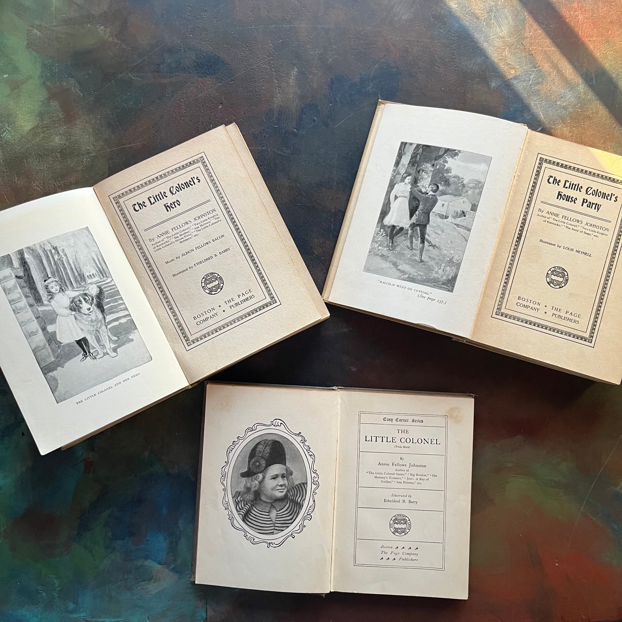 The Little Colonel's Hero, The Little Colonel's House Party, and The Little Colonel-The Cosy Corner Series-Annie Fellows Johnson-vintage children's books-view of the title pages