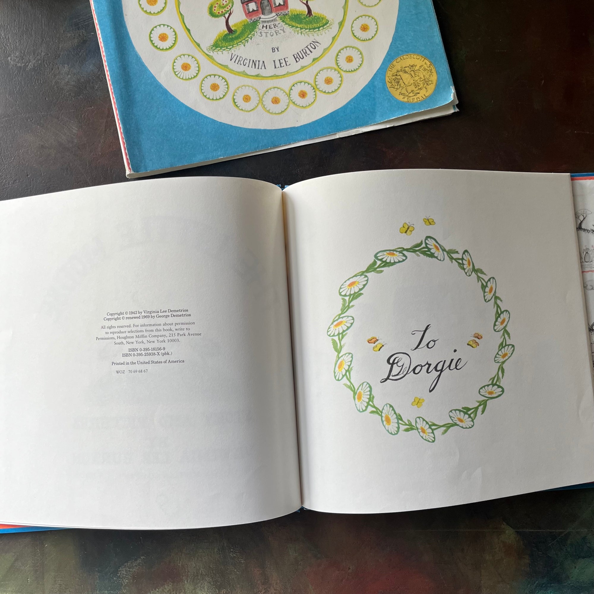 The Little House written & illustrated by Virginia Lee Burton-vintage children's picture book, Caldecott Award Winning Book-view of the copyright & dedication pages