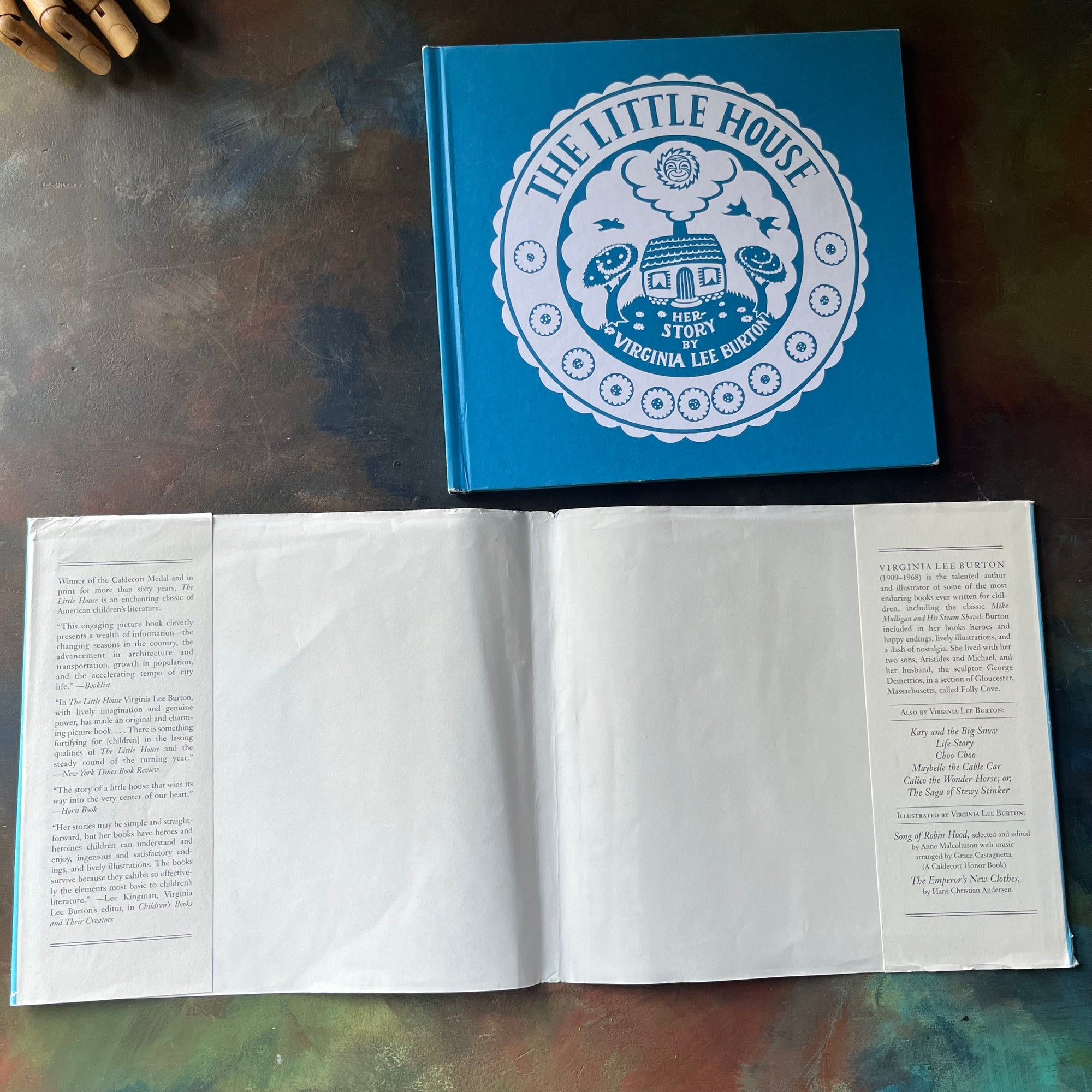 The Little House written & illustrated by Virginia Lee Burton-vintage children's picture book, Caldecott Award Winning Book-view of the dust jacket's inside flaps