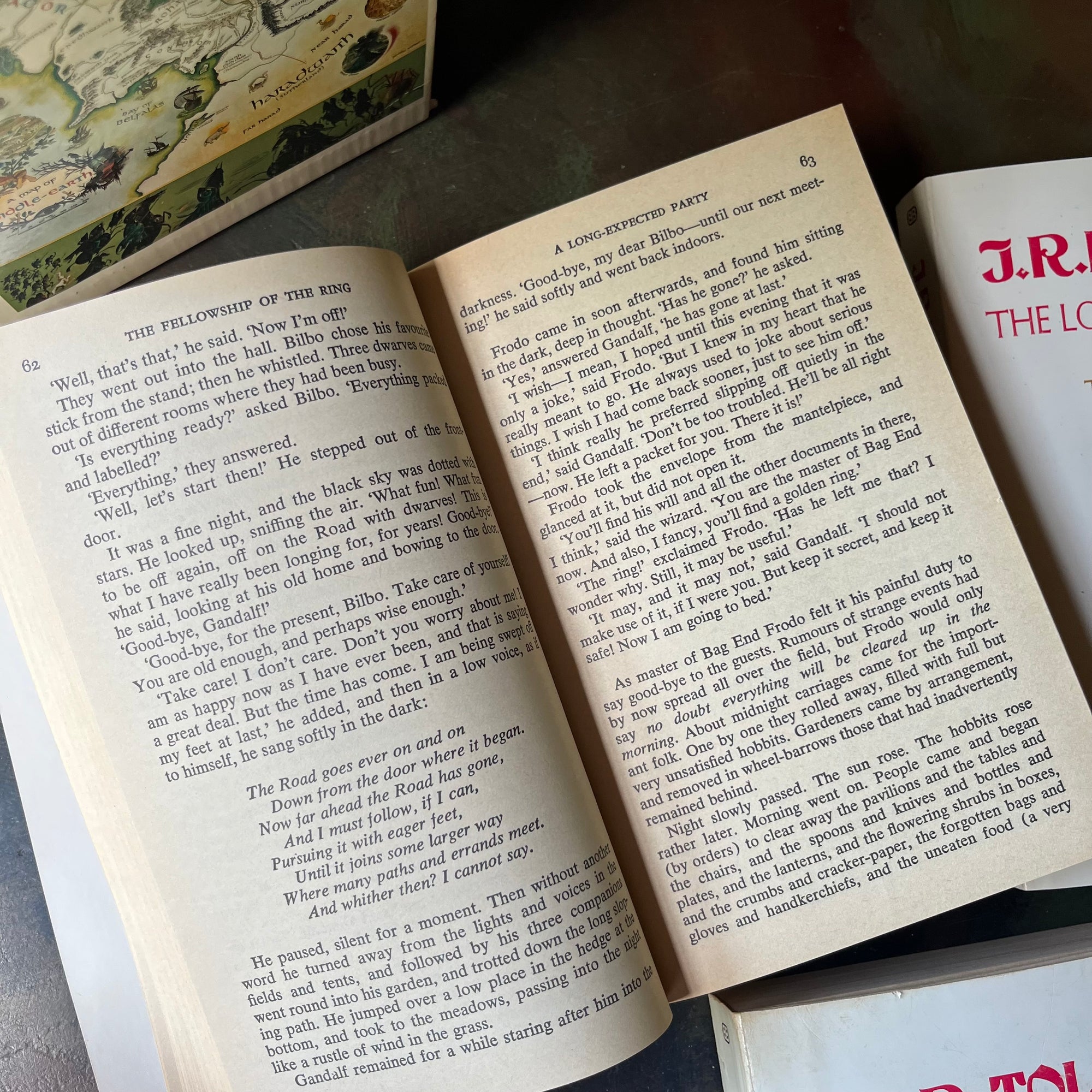The Lord of the Rings Trilogy Box Set by J. R. R. Tolkien-The Fellowship of the Ring, The Two Towers, and The Return of the King-classic literature everyone should read-view of the large text 