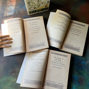 The Lord of the Rings Trilogy Box Set by J. R. R. Tolkien-The Fellowship of the Ring, The Two Towers, and The Return of the King-classic literature everyone should read-view of the title pages