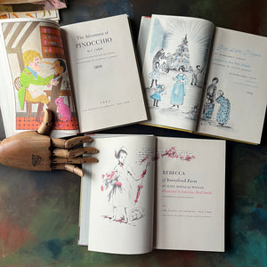The Macmillan Classics-The Adventures of Pinocchio, Five Little Peppers and Rebecca of Sunnybrook Farm-classic children's stories-children's books-view of the title pages