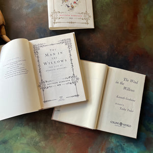 Pair of Kenneth Grahame Books: The Man in the Willows: The Life of Kenneth Grahame and The Wind in the Willows written by Kenneth Grahame & Illustrated by Tasha Tudor-view of the title pages