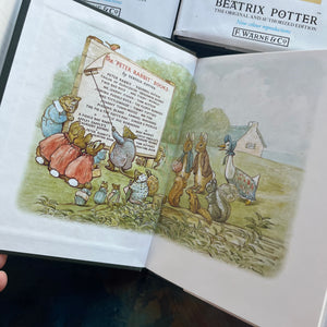  The Peter Rabbit Library Complete 23 Volume Set Written & Illustrated by Beatrix Potter-classic children's stories-children's bookshelf must have-view of one of a few designs noted on the inside covers