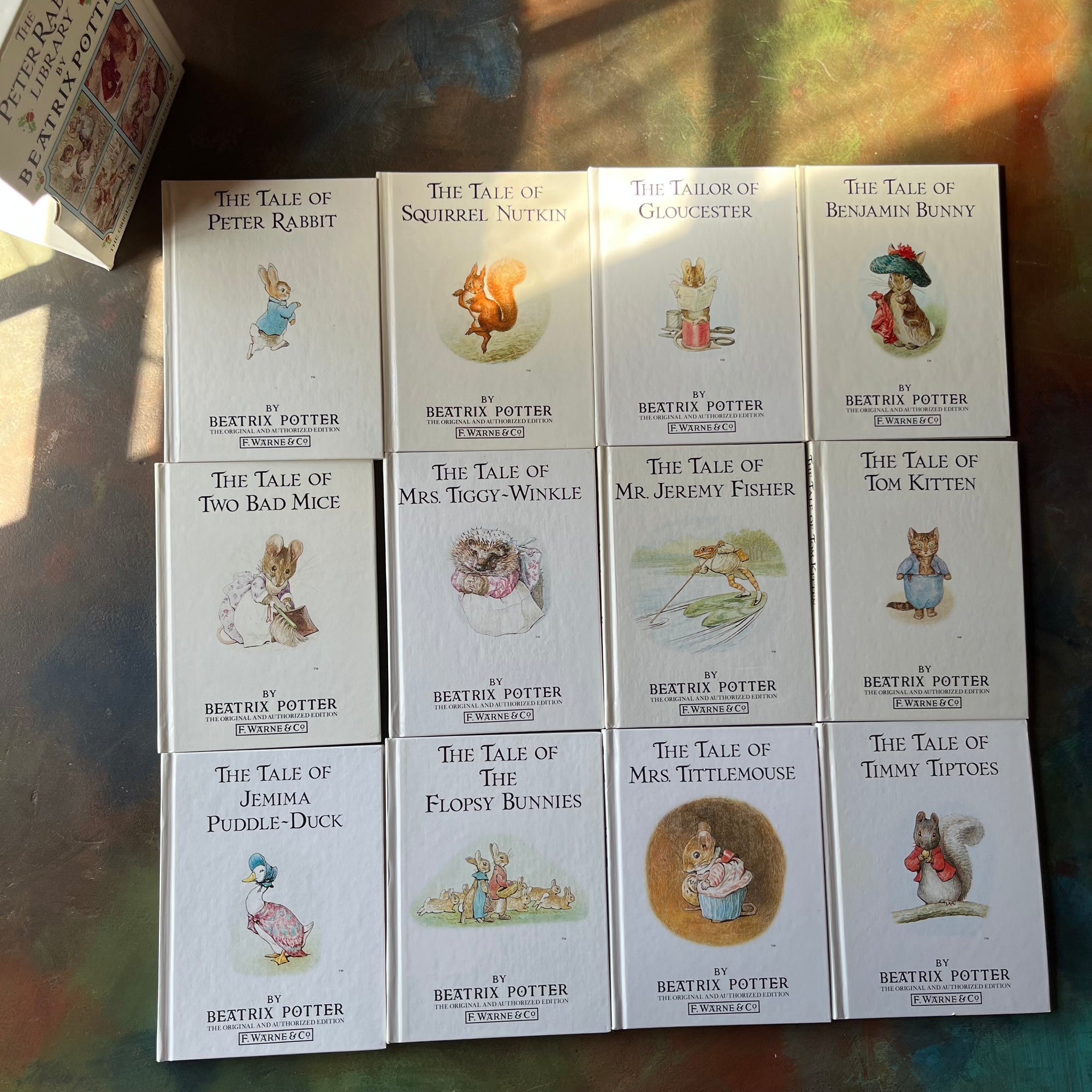 The Peter Rabbit Library by Beatrix Potter-Books 1 through 12-vintage children's storybooks-children's animal stories-view of the front covers