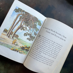 The Pooh Story Book written by A.A. Milne with black and white and color illustrations by E.H. Shepard-classic picture book-read aloud favorite-a log cabin 100 book-view of the color illustrations by E.H. Shepard