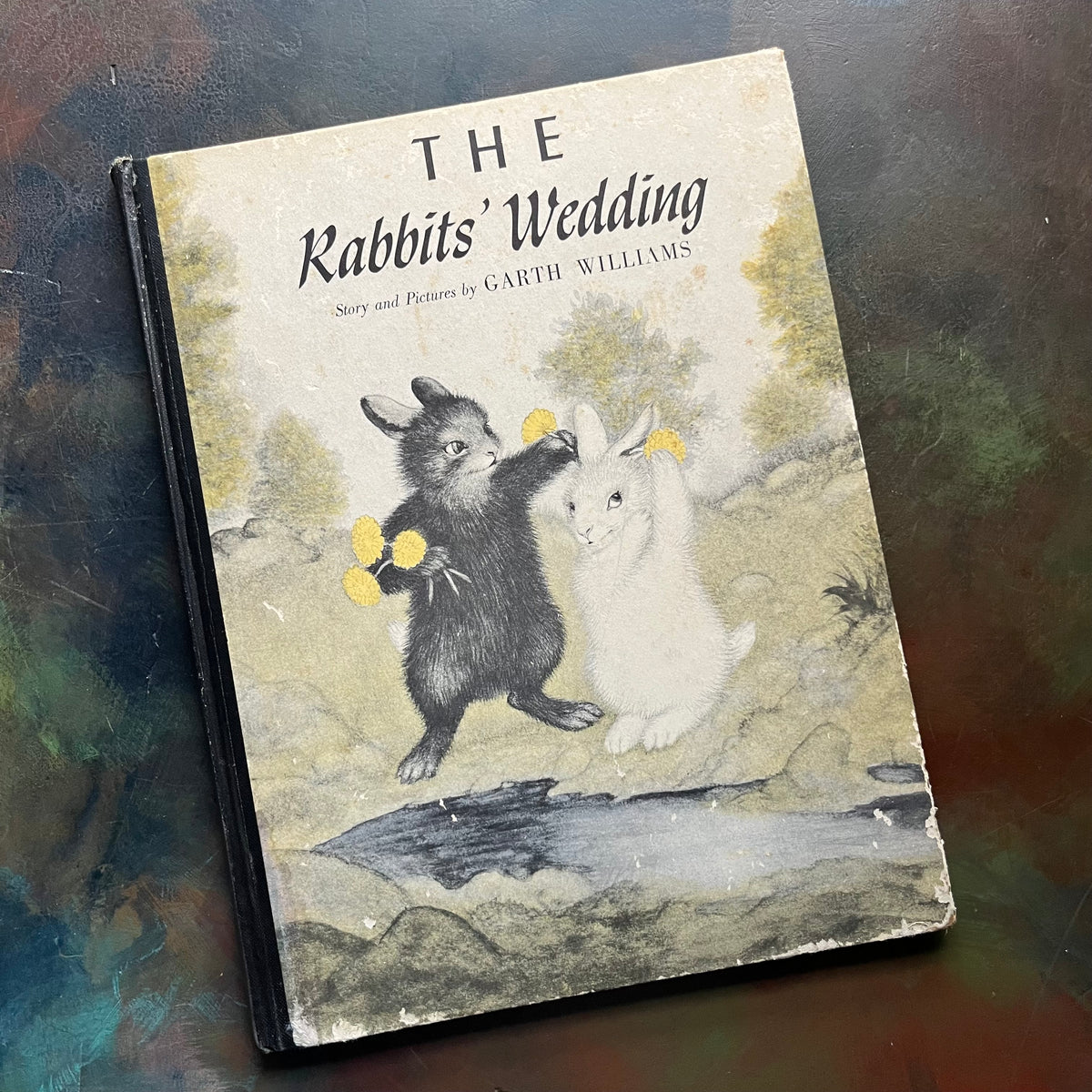 The Rabbit’s Wedding written and illustrated by Garth Williams-1958-First Edition-Vintage Children’s Picture Book-Civil Rights Controversial Book-view of the front cover
