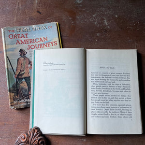 vintage children's book, vintage children's history book, vintage chapter book , The Real Book Series - The Real Book of Great American Journeys written by Michael Gorham & illustrated by Deane Cate - view of the copyright