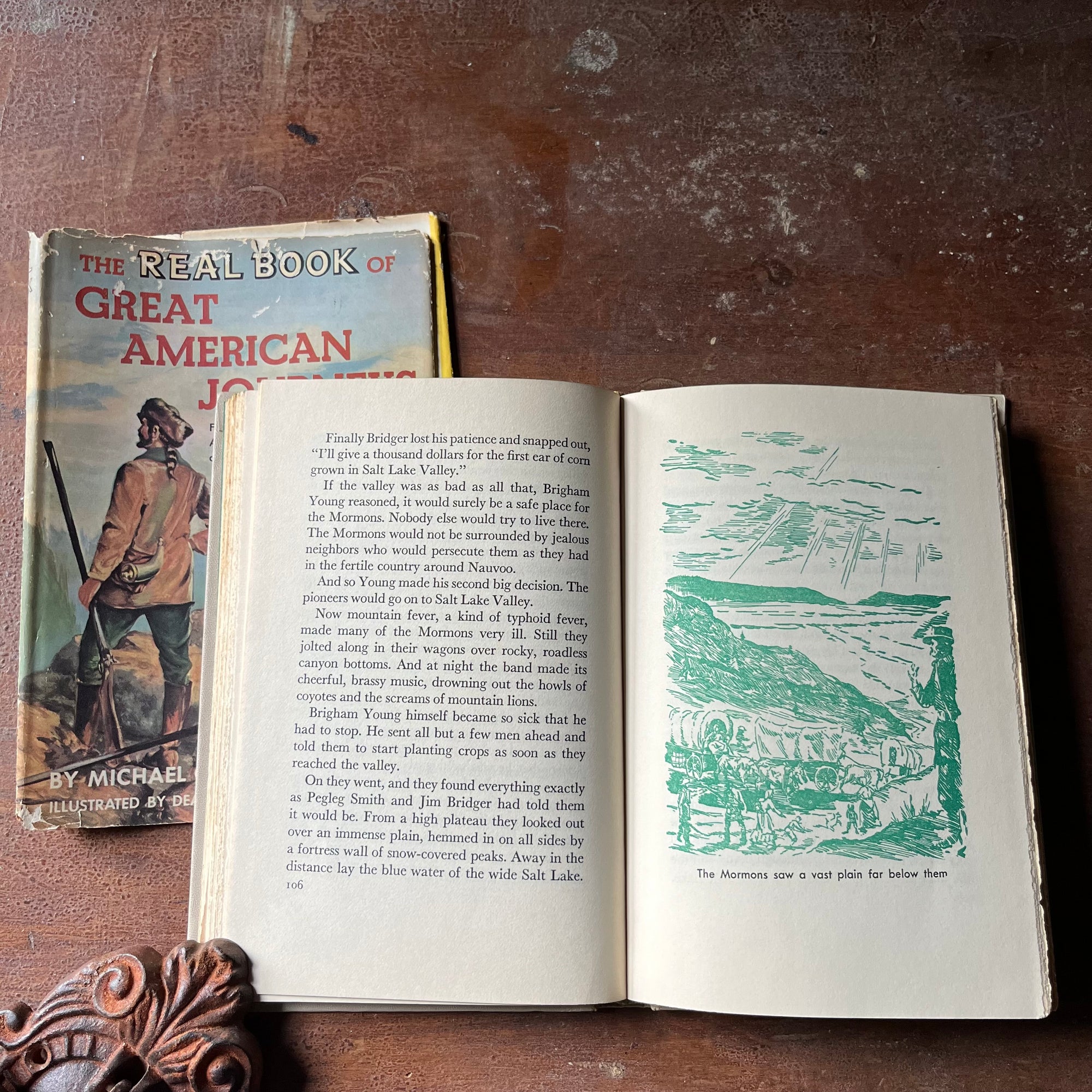 vintage children's book, vintage children's history book, vintage chapter book , The Real Book Series - The Real Book of Great American Journeys written by Michael Gorham & illustrated by Deane Cate - view of the illustrations