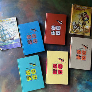 The Real Books About Series Book Set-Horses-Ships-Pirates-Cowboys-Prehistoric Life-vintage children's living history books-view of the front covers
