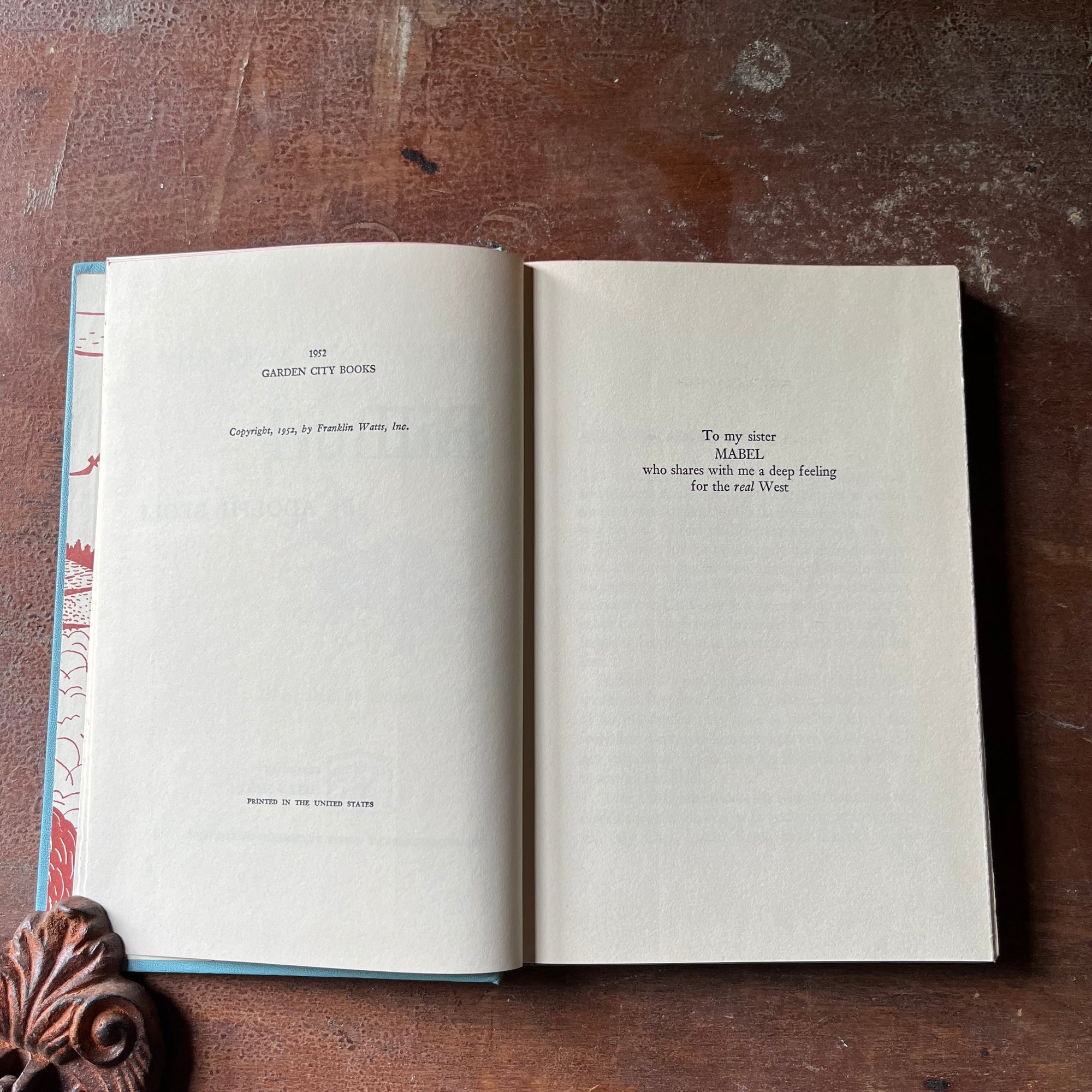 vintage children's book, vintage history book, biography, The Real Book About Series - The Real Book About Buffalo Bill by Adolph Regli with illustrations by Robert J. Lee - view of the copyright & dedication pages