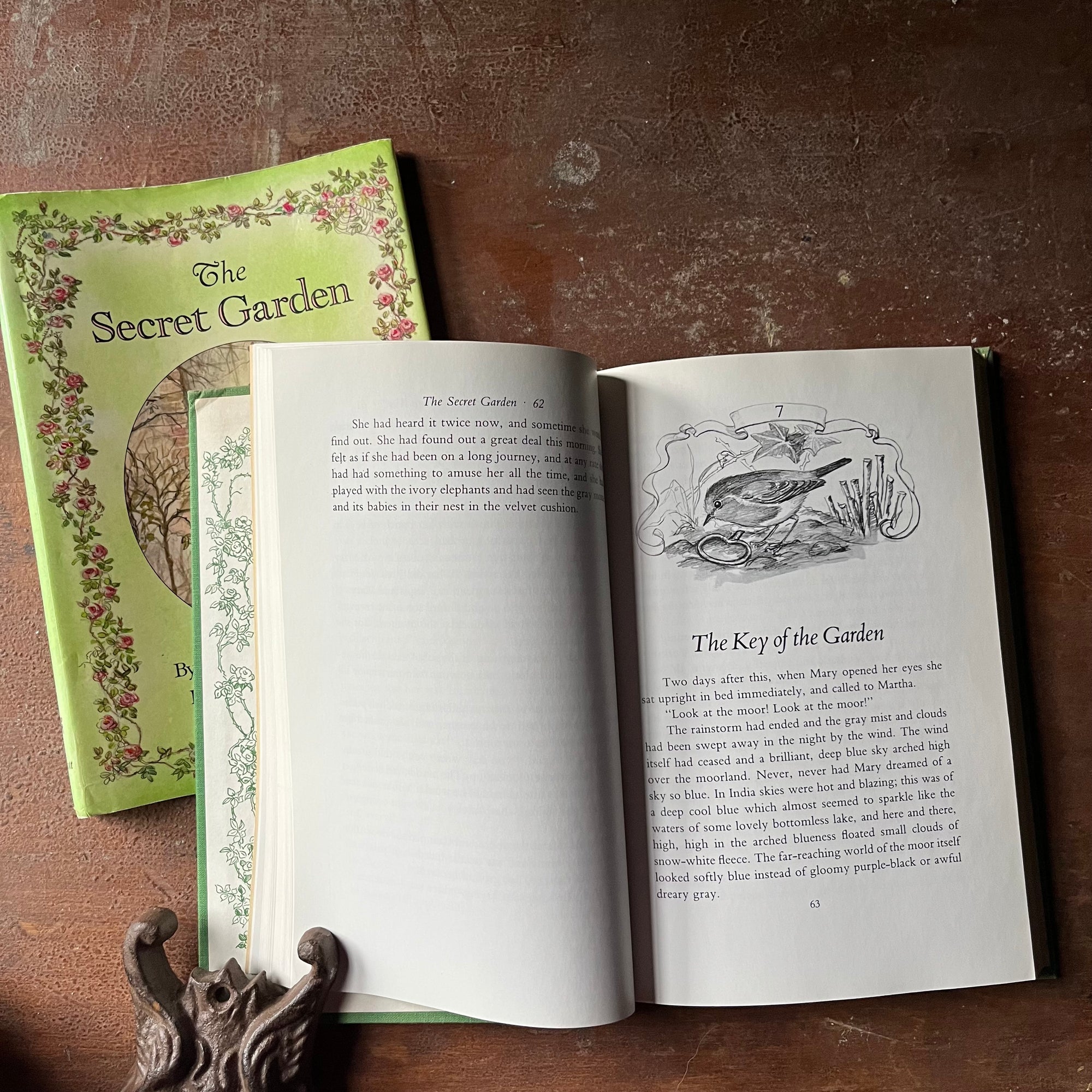 vintage children's chapter books, Tasha Tudor Illustrations, classic literature, read aloud book - The Secret Garden written by Frances Hodgson Burnett with illustrations by Tasha Tudor - view of the black and white illustrations by Tasha Tudor