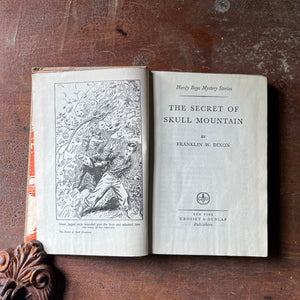 vintage children's chapter book, vintage adventure book for boys, Hardy Boys Mystery - The Secret of Skull Mountain #27 - view of the title page