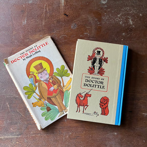 vintage children's chapter book, Junior Deluxe Editions Book - The Story of Doctor Dolittle written by Hugh Lofting with illustrations by Murray Tinkelman - view of the back cover with the same illustrations as the front cover