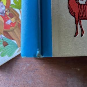 vintage children's chapter book, Junior Deluxe Editions Book - The Story of Doctor Dolittle written by Hugh Lofting with illustrations by Murray Tinkelman - view of the bottom of the book's spine showing condition