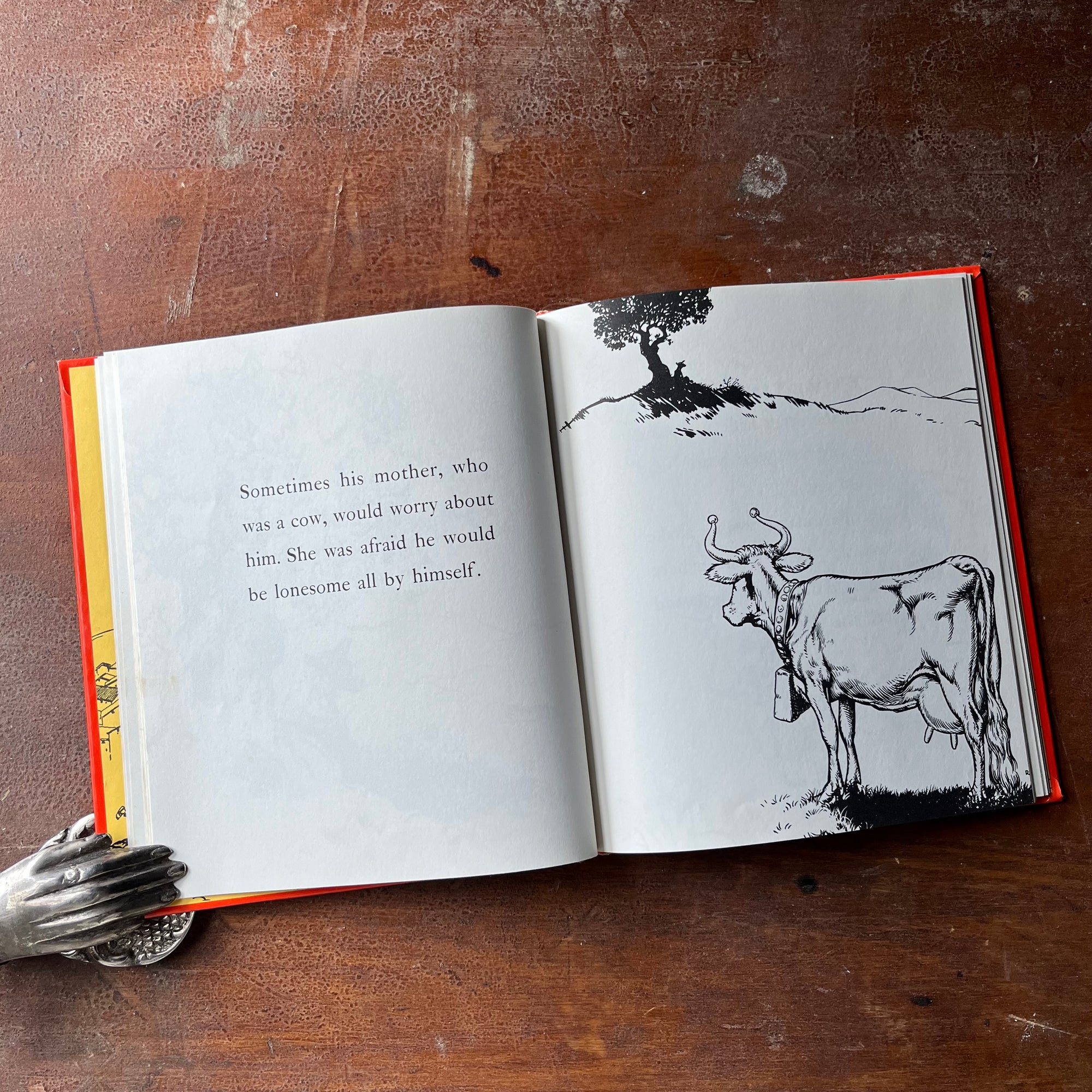 vintage children's picture book - The Story of Ferdinand written by Munro Leaf with illustrations by Robert Lawson - a 1964 Book Club Edition - view of the illustrations