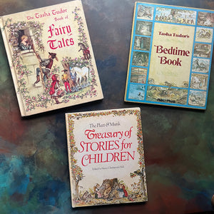 The Tasha Tudor Book of Fairy Tales, Tasha Tudor's Bedtime Book & The Treasury of Stories for Children-vintage children's stories-view of the front covers