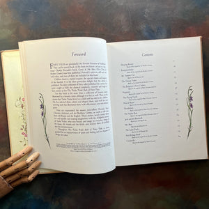 The Tasha Tudor Book of Fairy Tales selected, edited & illustrated by Tasha Tudor-vintage children's book-vintage fairy tales-vintage short stories-view of the foreword, copyright information & contents pages