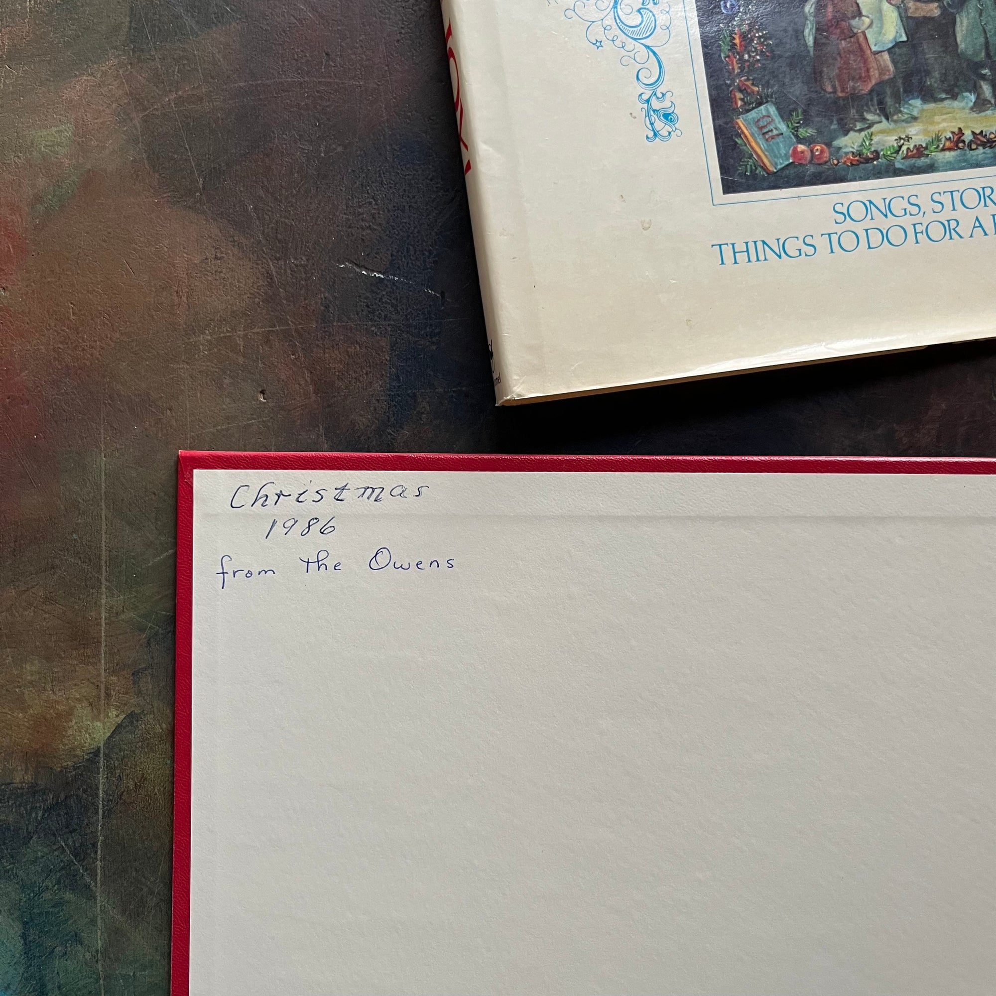 The Tasha Tudor Christmas Book Take Joy!-vintage Christmas Book-Songs, Stories, Poems-Family Christmas Activities-view of the inscription on the inside cover