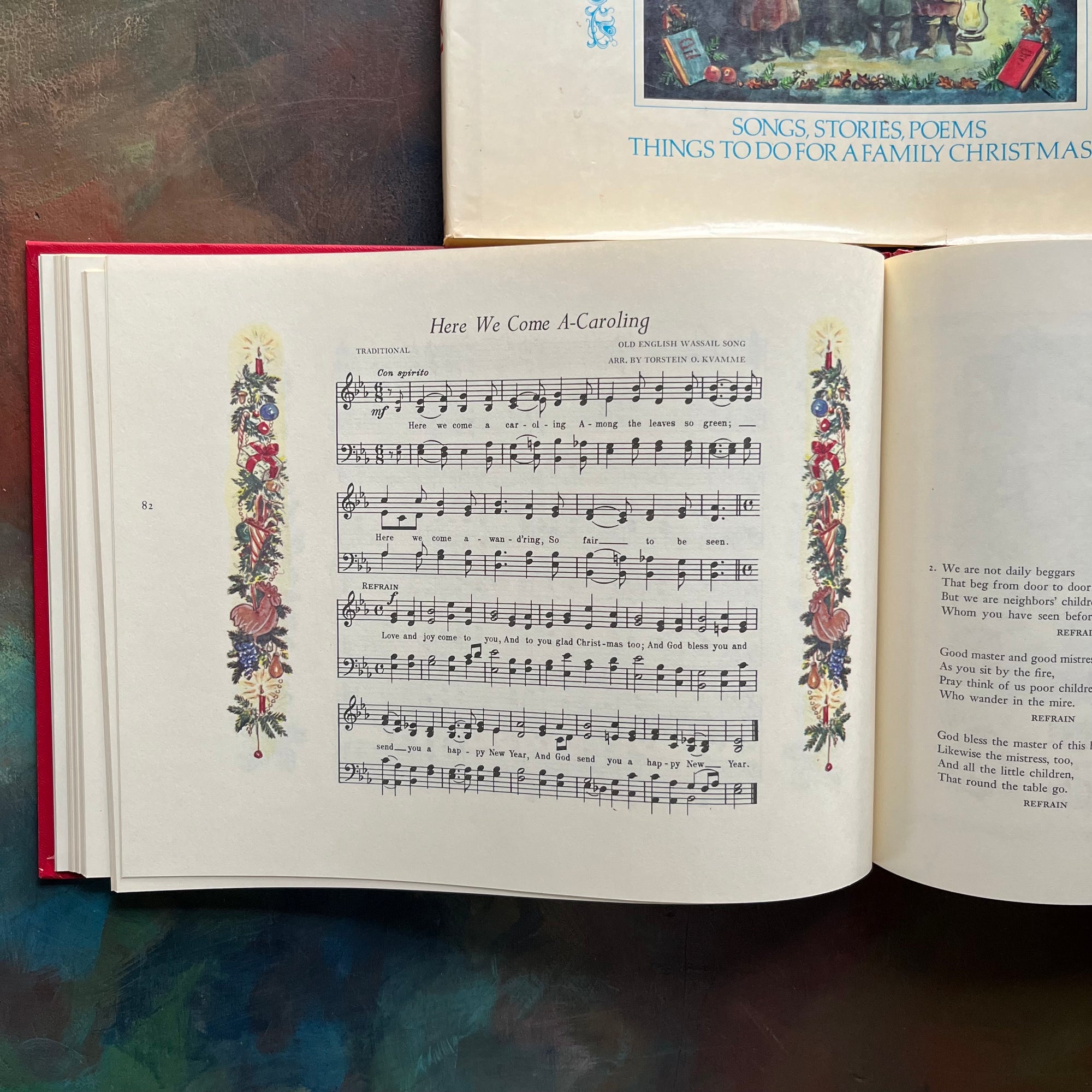 The Tasha Tudor Christmas Book Take Joy!-vintage Christmas Book-Songs, Stories, Poems-Family Christmas Activities-view of a piece of sheet music one of the pages within the book