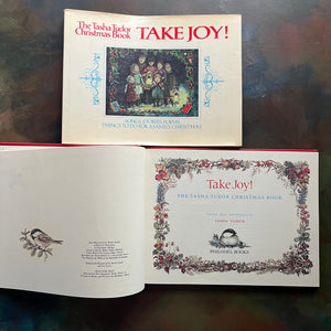 The Tasha Tudor Christmas Book Take Joy!-vintage Christmas Book-Songs, Stories, Poems-Family Christmas Activities-view of the title page