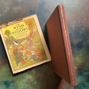 The Wind in The Willows written by Kenneth Grahame with illustrations by Michel Hague-vintage children's chapter book-classic literature-read aloud favorite-view of the spine