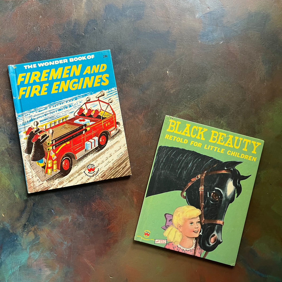 The Wonder Book of Firemen and Fire Engines-Black Beauty Retold for Little Children-1950s-children's picture books-Wonder Books-view of the front covers