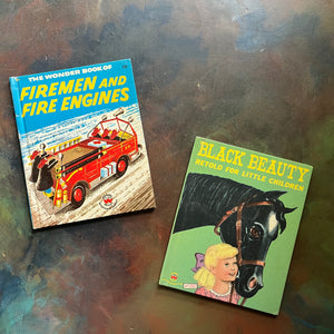 The Wonder Book of Firemen and Fire Engines-Black Beauty Retold for Little Children-1950s-children's picture books-Wonder Books-view of the front covers