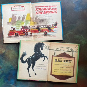 The Wonder Book of Firemen and Fire Engines-Black Beauty Retold for Little Children-1950s-children's picture books-Wonder Books-view of the title pages