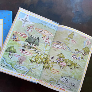 The World of Pooh-The Complete Winnie the Pooh and The House at Pooh Corner-A. A. Milne-E. H. Shepard-Read Aloud Revival-vintage children's short stories-view of the inside cover with a map of the 100 acre wood