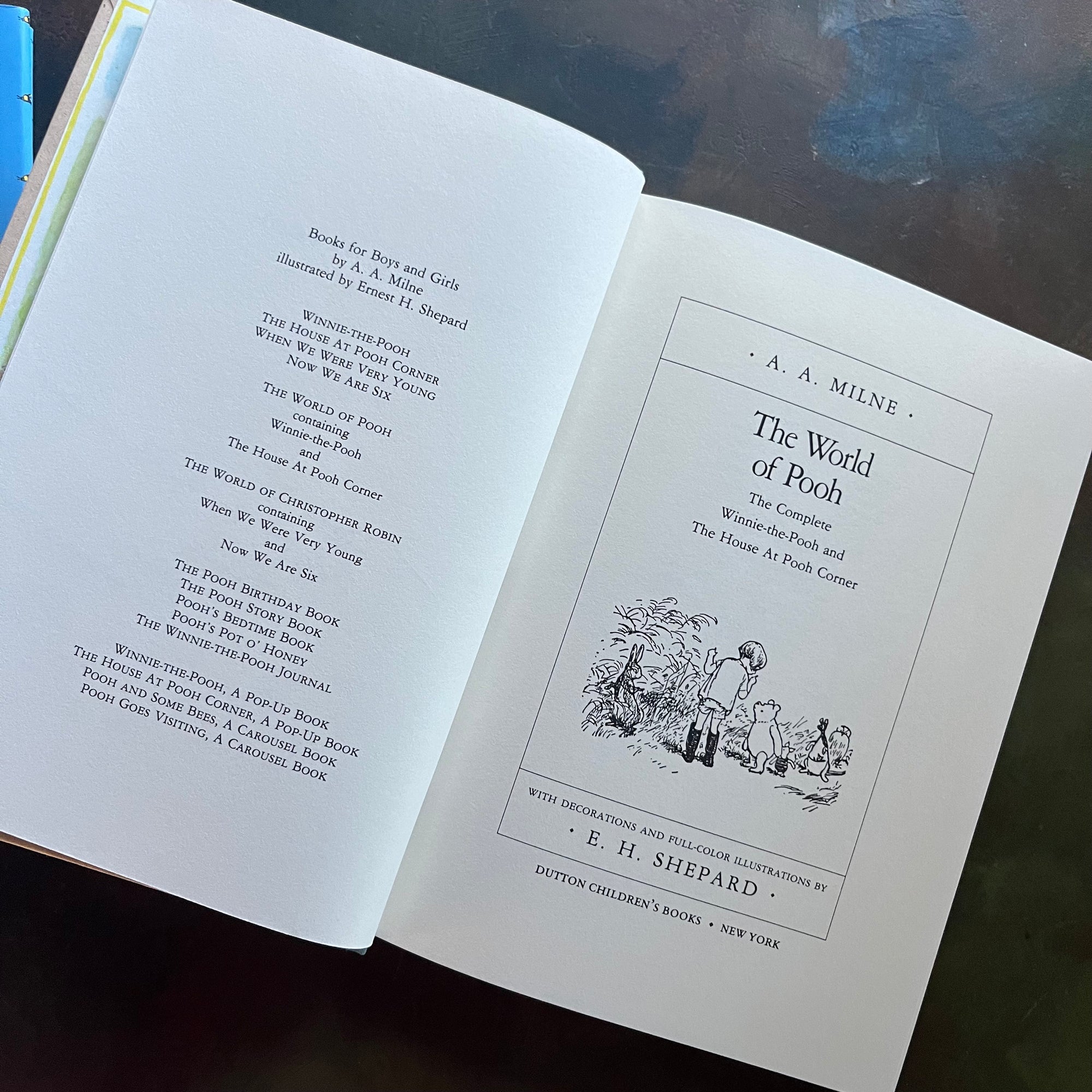The World of Pooh-The Complete Winnie the Pooh and The House at Pooh Corner-A. A. Milne-E. H. Shepard-Read Aloud Revival-vintage children's short stories-view of the title page