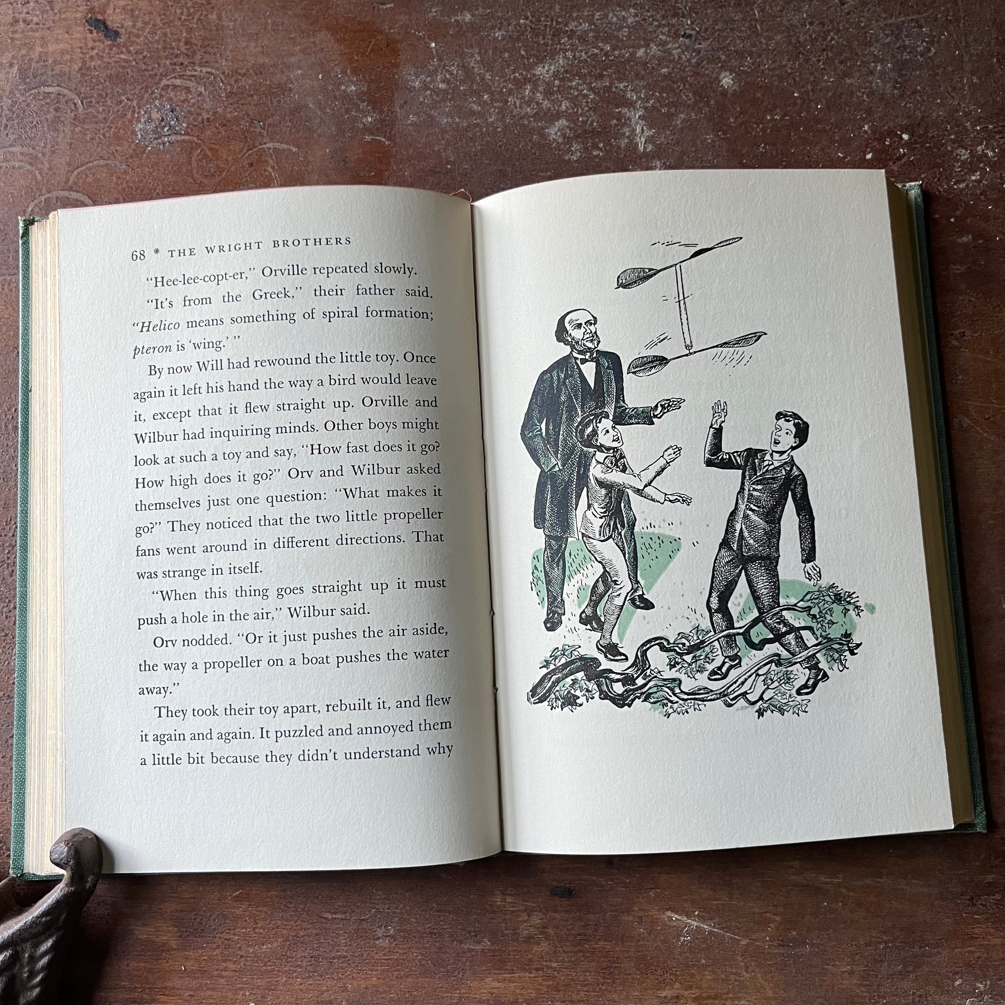 vintage children's book, vintage chapter book, living history book, Landmark Series - The Wright Brothers written by Quentin Reynolds with illustrations by Jacob Landau - view of the illustrations