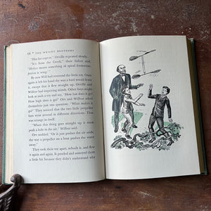 vintage children's book, vintage chapter book, living history book, Landmark Series - The Wright Brothers written by Quentin Reynolds with illustrations by Jacob Landau - view of the illustrations