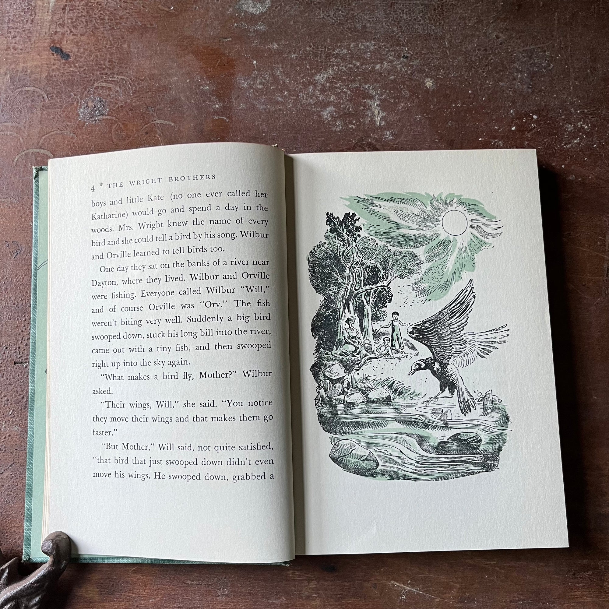 vintage children's book, vintage chapter book, living history book, Landmark Series - The Wright Brothers written by Quentin Reynolds with illustrations by Jacob Landau - view of the illustrations