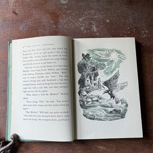 vintage children's book, vintage chapter book, living history book, Landmark Series - The Wright Brothers written by Quentin Reynolds with illustrations by Jacob Landau - view of the illustrations