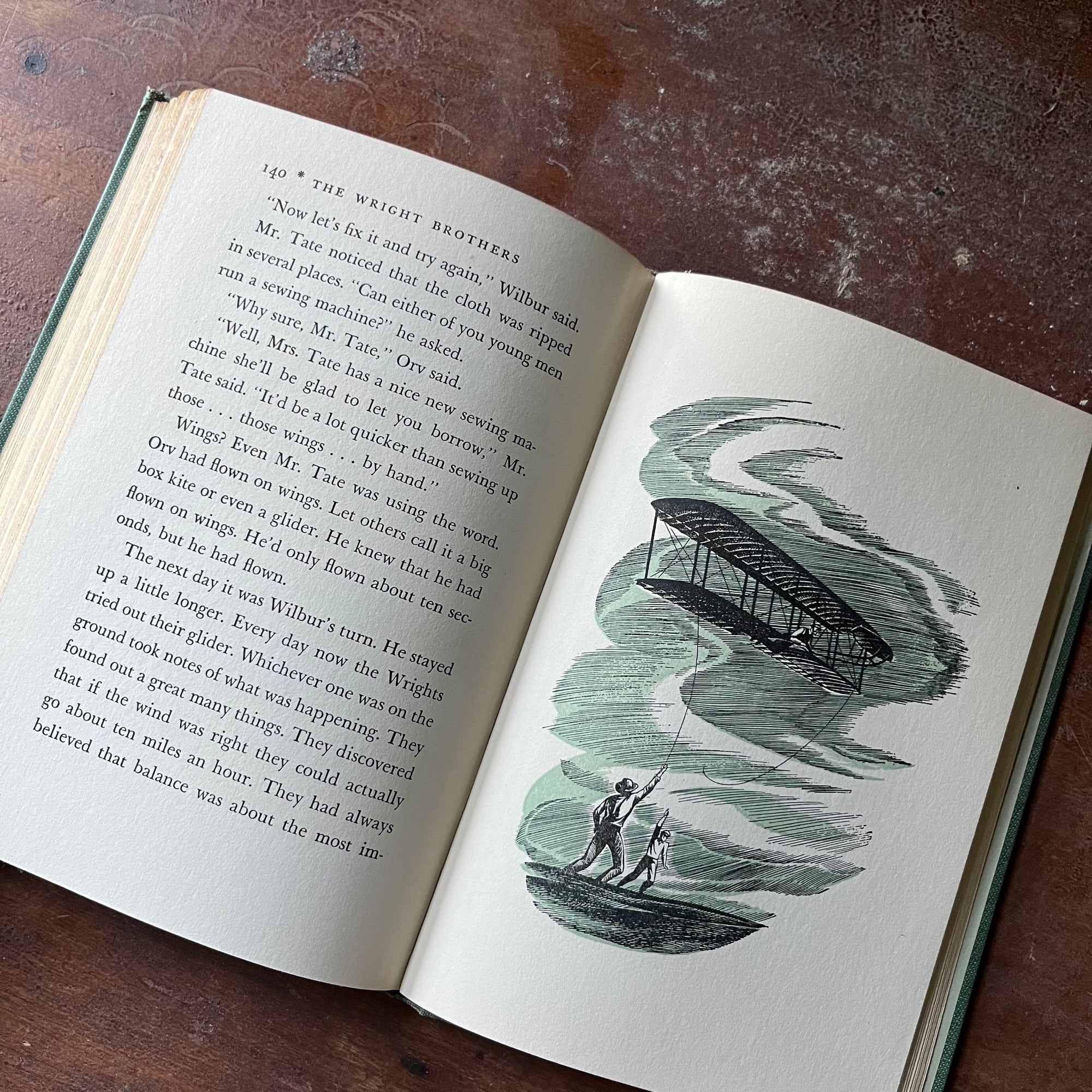 vintage children's book, vintage chapter book, living history book, Landmark Series - The Wright Brothers written by Quentin Reynolds with illustrations by Jacob Landau - view of the illustrations