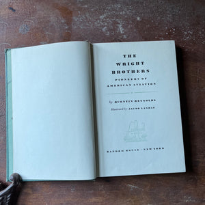 vintage children's book, vintage chapter book, living history book, Landmark Series - The Wright Brothers written by Quentin Reynolds with illustrations by Jacob Landau - view of the title page