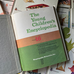The Young Children's Encyclopedia Complete 16 Volume Set-Encyclopedia Britannica-1970's living kids books-living books-view of the title page/inside cover