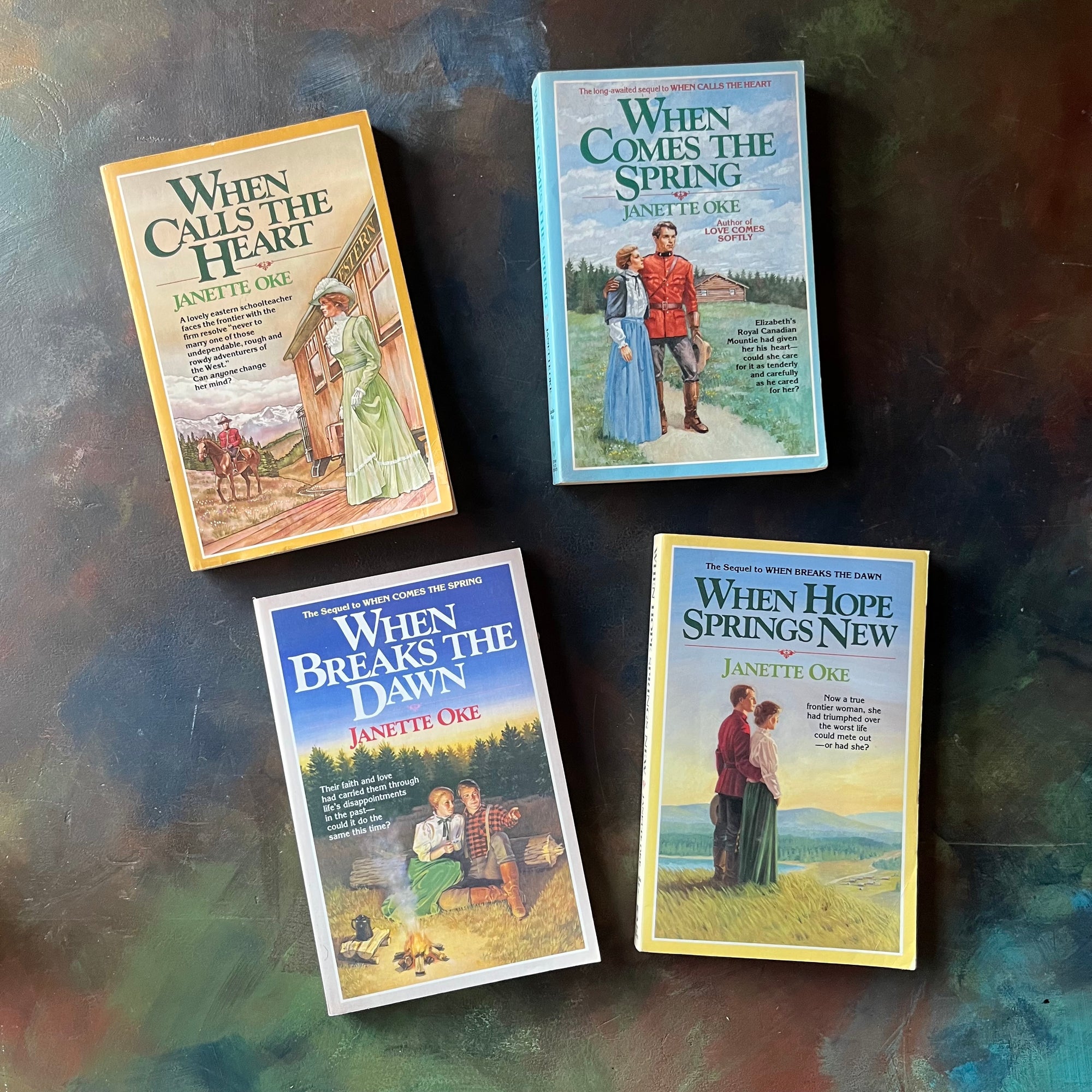 The Canadian West Series, historical fiction - Janette Oke's Canadian West Series-Christian romance-view of the front covers