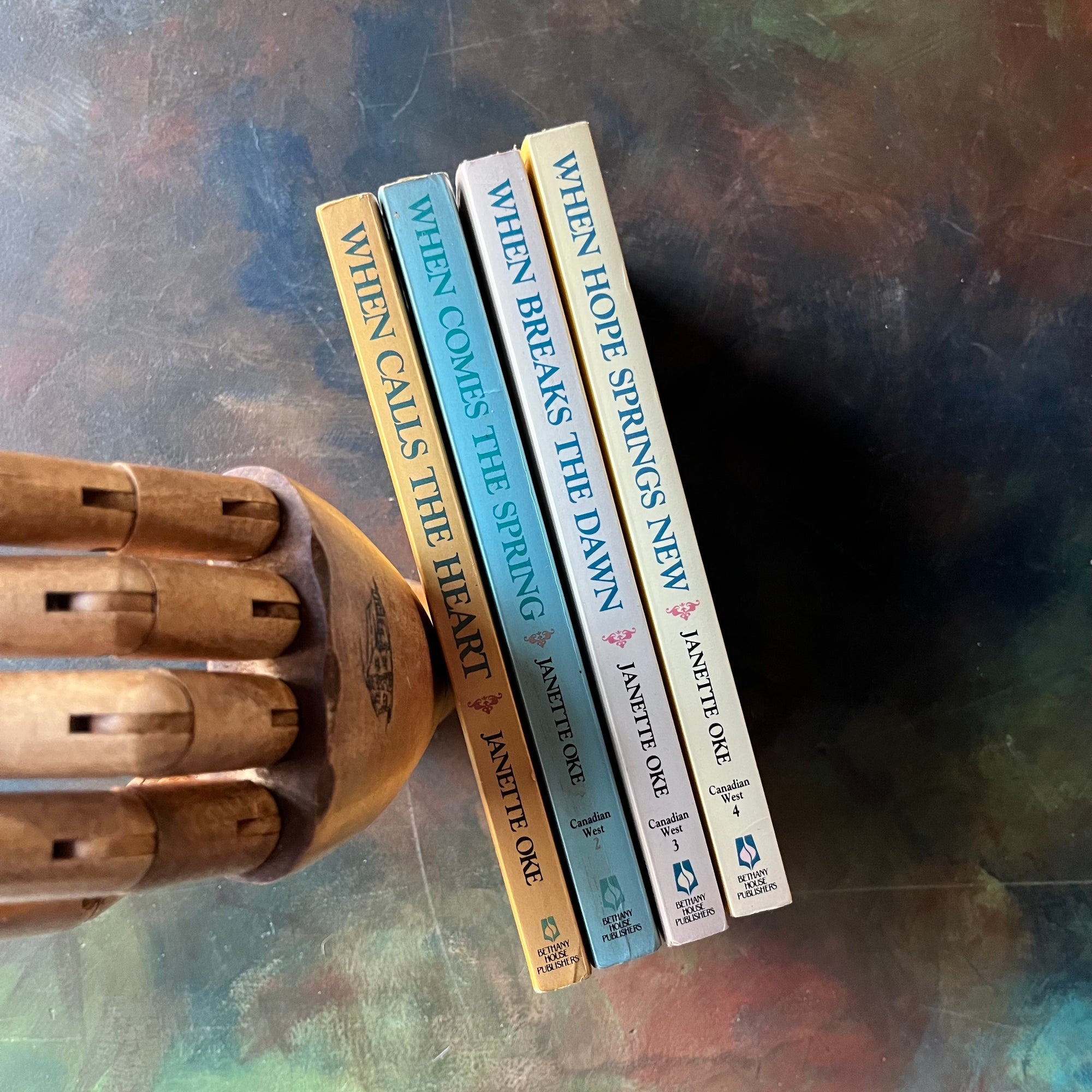 The Canadian West Series, historical fiction - Janette Oke's Canadian West Series-Christian romance-view of the spines