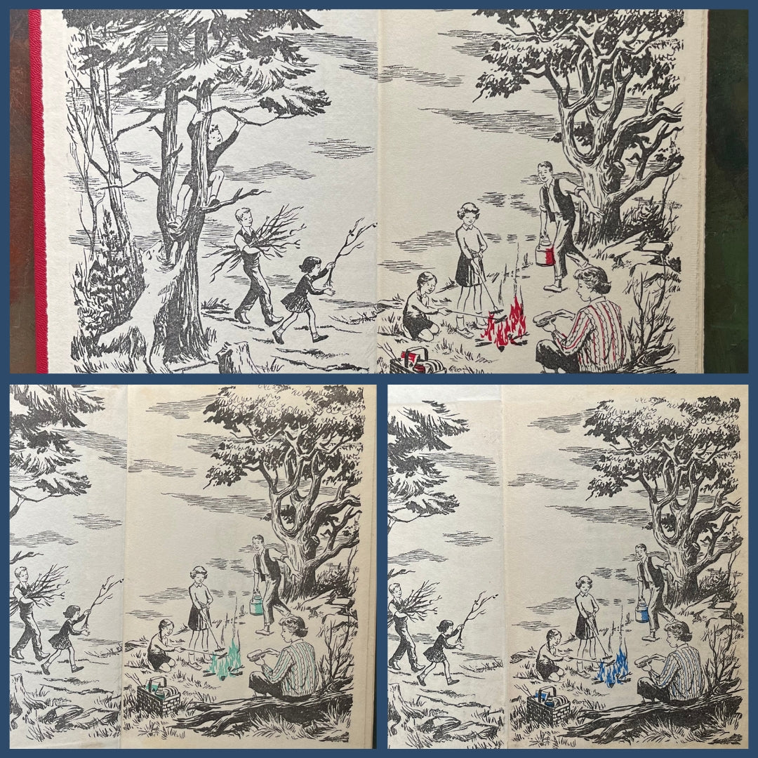 The Happy Hollisters Mystery Series by Jerry West-Starter Set Books 1-5-vintage children's mystery books-wholesome family reads-view of the inside covers in different colors