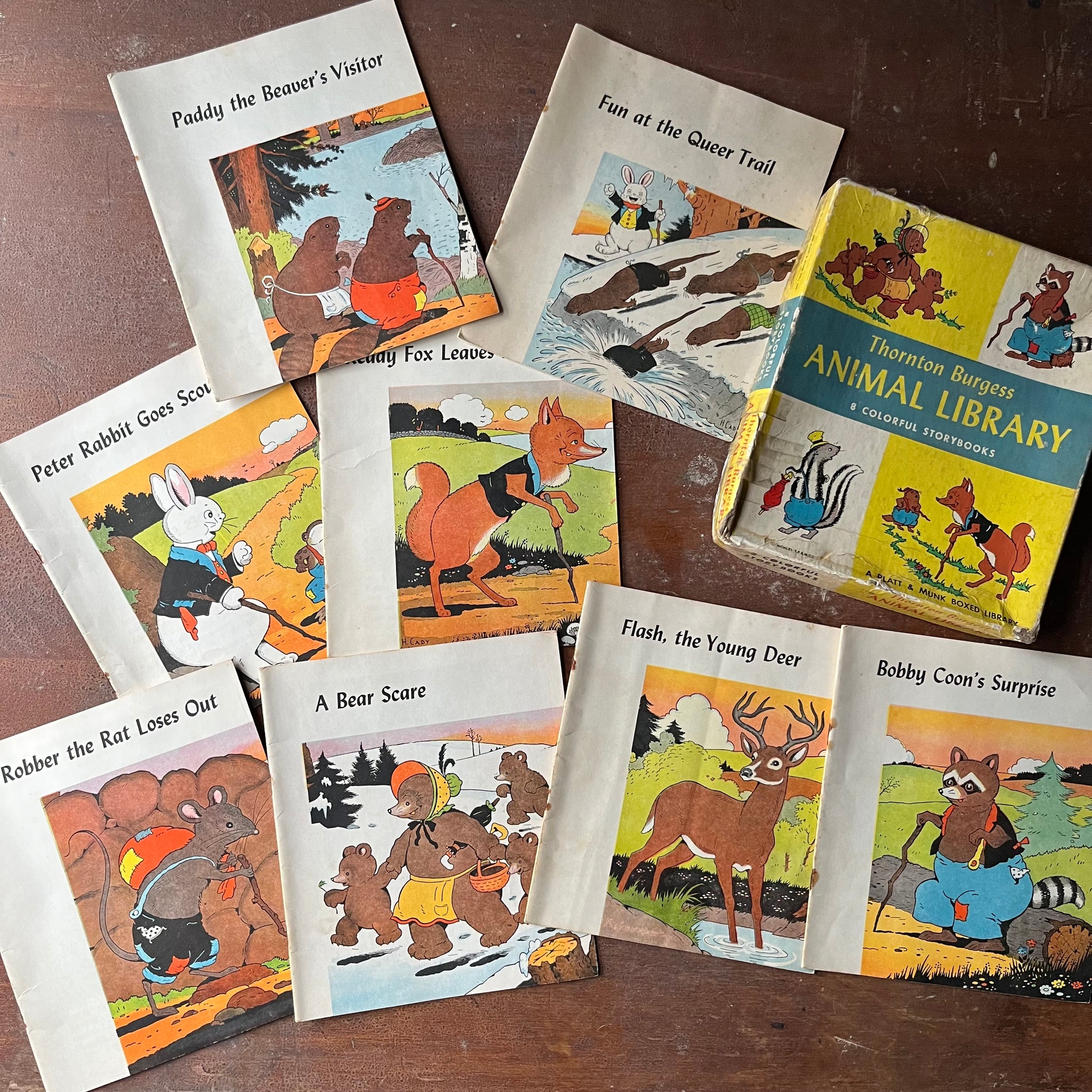 Animal Library Scene Thornton W. Burgess Animal Library: 8 Book Set in Original Box with Il ...