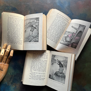 Set of Three illustrated Thornton Burgess Bedtime Story-Books-The Adventures of Jerry Muskrat-The Adventures of Chatterer the Squirrel-The Adventures of Buster Bear-vintage children's short chapter books-animal stories-view of the illustrations