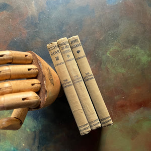 Set of Three illustrated Thornton Burgess Bedtime Story-Books-The Adventures of Jerry Muskrat-The Adventures of Chatterer the Squirrel-The Adventures of Buster Bear-vintage children's short chapter books-animal stories-view of the spines