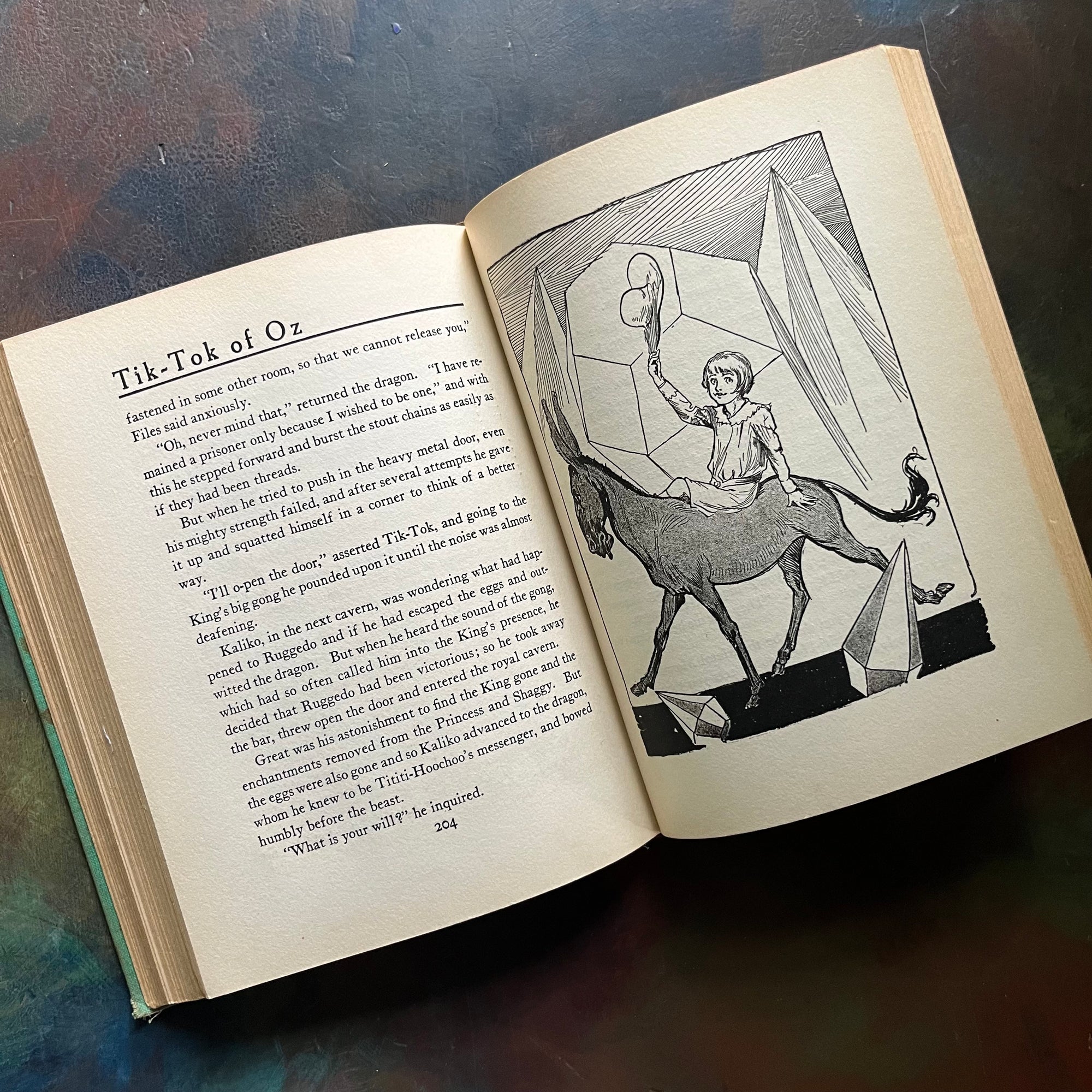 Tik-Tok of Oz written by L. Frank Baum with illustrations by John R. Neill-1914 Edition-modern day fairy tale-classic children's literature-vintage children's chapter book-view of the illustrations in black and white