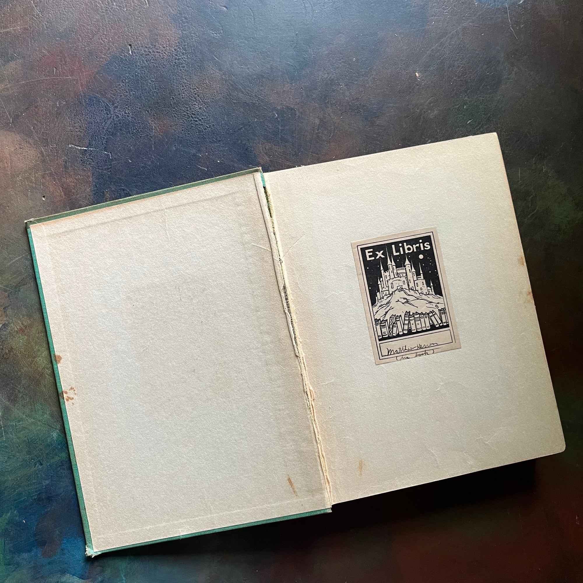 Tik-Tok of Oz written by L. Frank Baum with illustrations by John R. Neill-1914 Edition-modern day fairy tale-classic children's literature-vintage children's chapter book-view of the inside cover with book plate noted