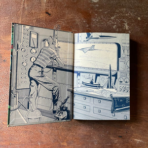 vintage children's chapter book, vintage adventure book, The New Tom Swift Jr. Adventures Book - Tom Swift & This Space Solartron written by Victor Appleton II with illustrations by Graham Kaye - view of the inside cover