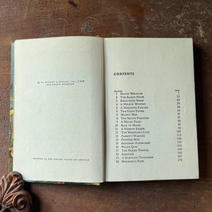 vintage children's chapter books, vintage adventure books for boys, homeschool library, The New Tom Swift Jr. Adventures Book - Tom Swift and His Electronic Retroscope written by Victor Appleton II with illustrations by Graham Kaye - view of the copyright & Contents page
