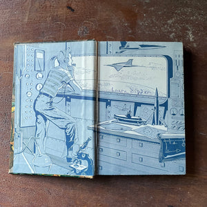 vintage children's chapter books, vintage adventure books for boys, homeschool library, The New Tom Swift Jr. Adventures Book - Tom Swift and His Electronic Retroscope written by Victor Appleton II with illustrations by Graham Kaye - view of the inside cover
