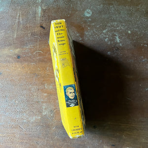 vintage children's chapter books, vintage adventure books for boys, homeschool library, The New Tom Swift Jr. Adventures Book - Tom Swift and His Electronic Retroscope written by Victor Appleton II with illustrations by Graham Kaye - view of the spine